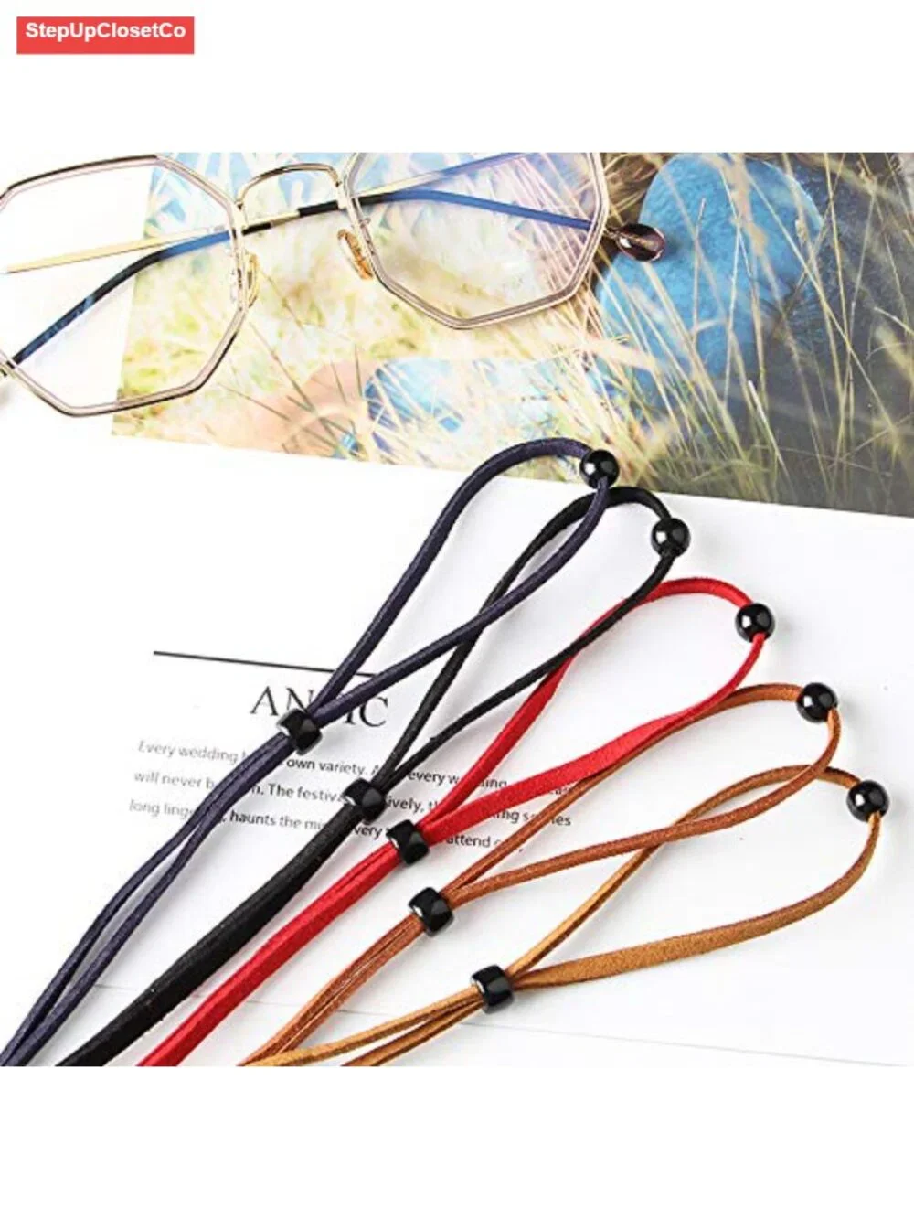 8 Pack Eyeglass Chains Leather & Velvet Strap Holder Sports Glass Cords Lanyard